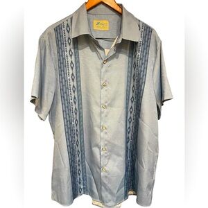 💙🌴Men's Royaura Blue Patterned Hawaiian Bowling Shirt size XL. Gorgeous shirt!